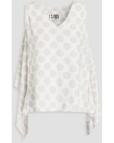 MM6 by Maison Martin Margiela Off-the-shoulder Polka-dot Cady Top - White