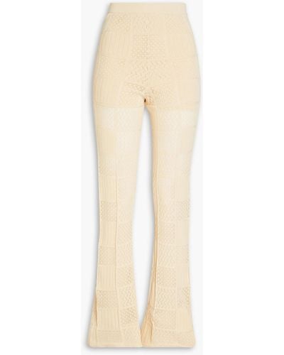 Sandro Ilyes Crochet-knit Flared Pants - Natural