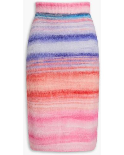Missoni Striped Brushed Wool-blend Skirt - Pink