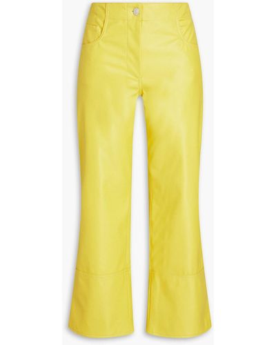 MSGM Fauz Leather Straight-leg Pants - Yellow