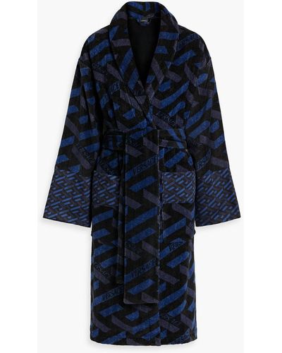 Versace Printed Cotton-terry Robe - Blue