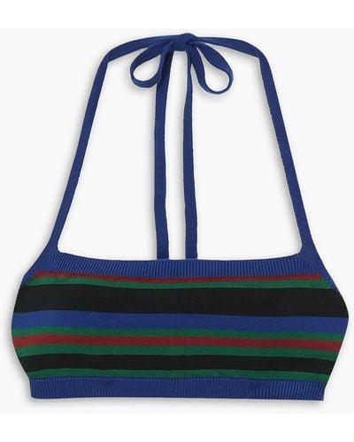 Dries Van Noten Striped Knitted Halterneck Bralette - Blue