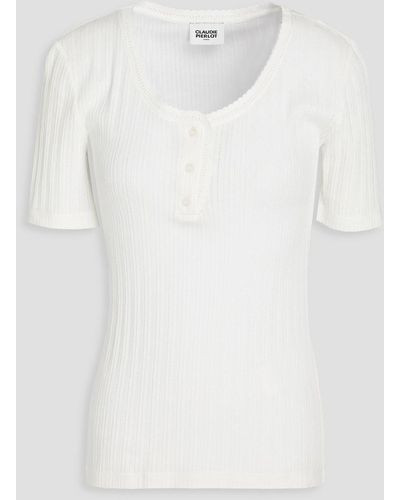 Claudie Pierlot Pointelle-knit Wool And Cotton-blend Top - White