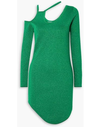 JW Anderson Asymmetric Cutout Metallic Knitted Mini Dress - Green