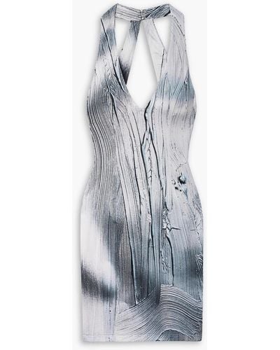 Louisa Ballou High Sea Open-back Printed Stretch-jersey Mini Dress - Grey