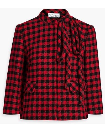 RED Valentino Bow-detailed Gingham Wool-blend Jacket - Red