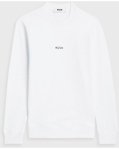 MSGM Logo-print French Cotton-terry Sweatshirt - White