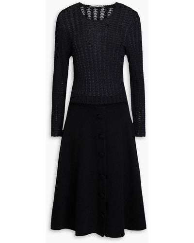 Dolce & Gabbana Ribbed And Crochet-knit Cashmere-blend Midi Dress - Black