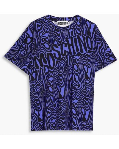 Moschino T-shirt aus baumwoll-jersey mit print - Blau