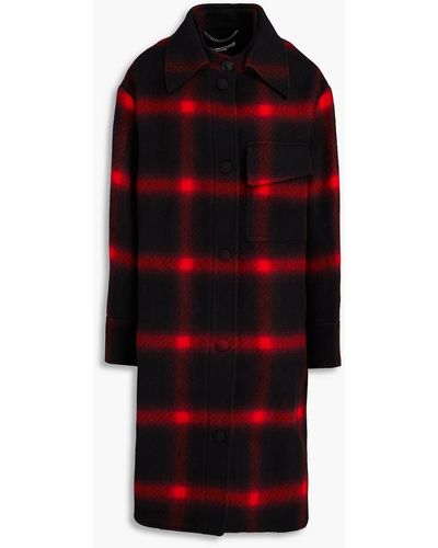 Stella McCartney Checked Wool-felt Coat - Red