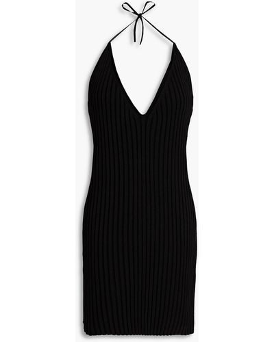 GAUGE81 Ribbed-knit Halterneck Mini Dress - Black