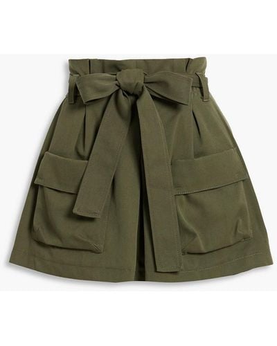 RED Valentino Belted Cotton And Wool-blend Twill Shorts - Green