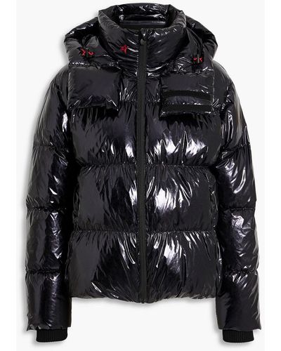 Perfect Moment Quilted Hooded Ski Jacket - Black