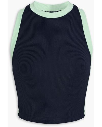 The Upside Solstice Monte Cropped Ribbed Stretch-modal Tank - Blue