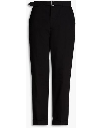 Officine Generale Georges Tapered Belted Cotton-twill Trousers - Black