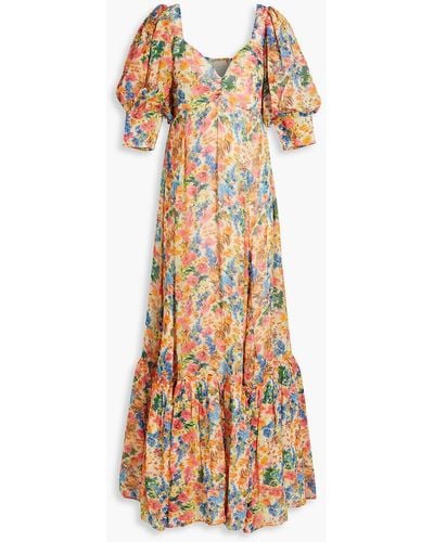 byTiMo Shirred Floral-print Crepe Maxi Dress - Multicolor