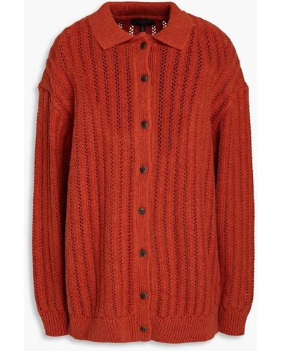 Rag & Bone Adrienne Crochet-knit Cotton-blend Polo Cardigan - Red
