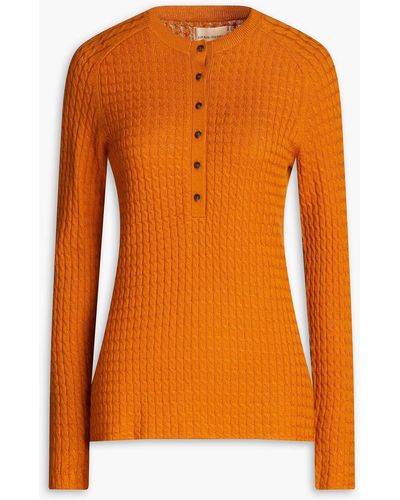 Loulou Studio Aparri pullover aus einer woll-kaschmirmischung mit zopfstrickmuster - Orange