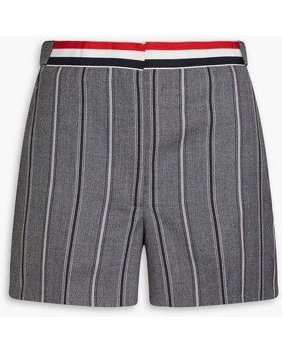 Thom Browne Striped Wool-twill Shorts - Grey
