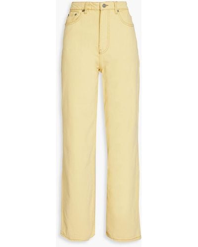 Ganni High-rise Wide-leg Jeans - Yellow