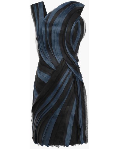 Lanvin Pleated Asymmetric Mini Dress - Black