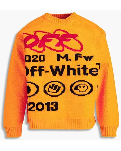Off-White c/o Virgil Abloh Jacquard-knit Wool-blend Sweater - Orange