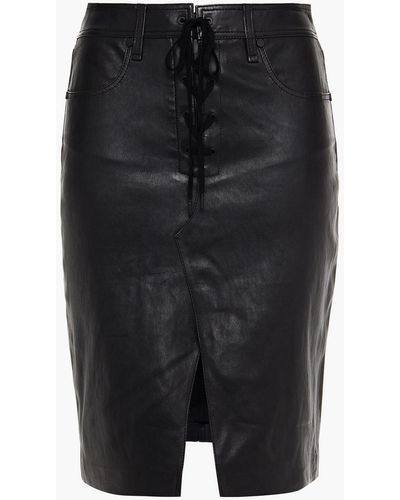 Rag & Bone Lace-up Leather Skirt - Black
