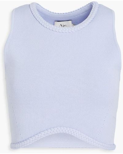 Aje. Elm Cropped Knitted Top - Blue