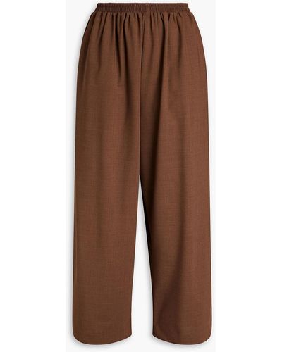 Eskandar Cropped Wool-blend Wide-leg Pants - Brown