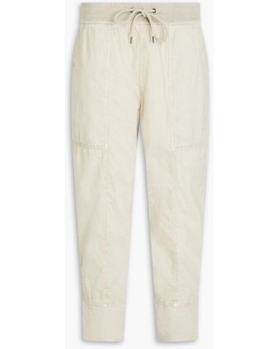 James Perse Cropped Stretch-cotton Poplin Tapered Trousers - Natural