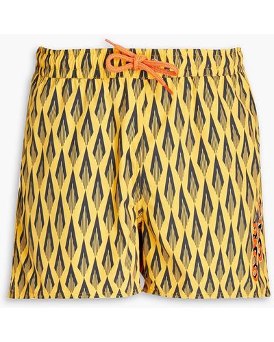 Rabanne Mid-length Printed Swim Shorts - Metallic