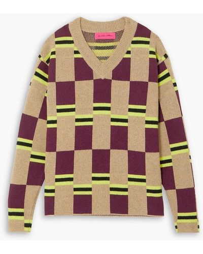 The Elder Statesman Jacquard-knit Cashmere Sweater - Natural