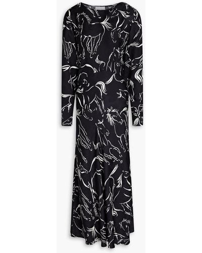 Hayley Menzies Blaze Printed Silk-jacquard Maxi Dress - Black