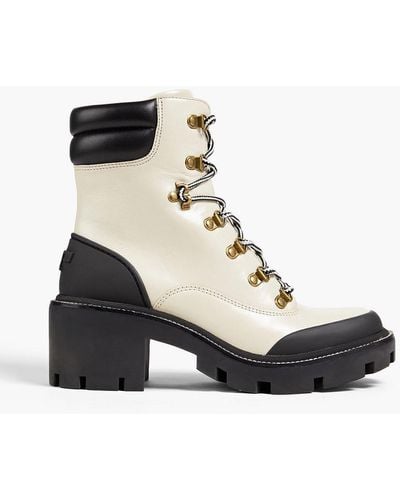 Tory Burch Two-tone Leather Combat Boots - White