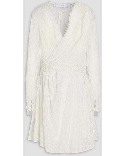 IRO Layana Wrap-effet Flocked Silk-chiffon Mini Dress - White