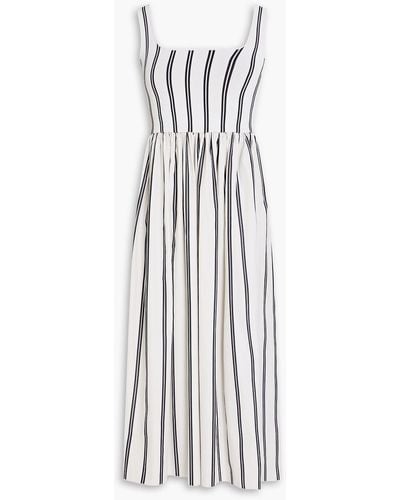 Theory Knit-paneled Striped Poplin Midi Dress - White