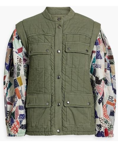 Sea Harlow Quilted Cotton-twill And Patchwork Jacket - Green