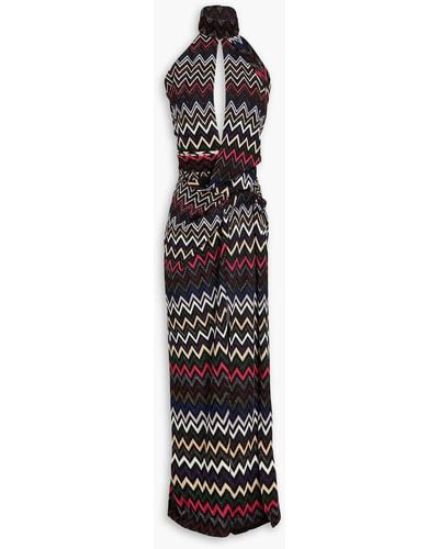 Missoni Draped Metallic Crochet-knit Halterneck Maxi Dress - White