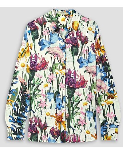 Stella McCartney Floral-print Stretch-crepe Shirt - White