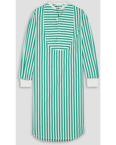 SEBLINE Bunny Striped Cotton-poplin Shirt Dress - Green