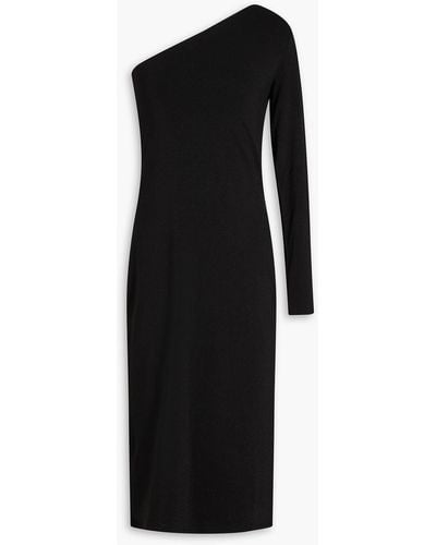 Enza Costa One-sleeve Metallic Jersey Midi Dress - Black