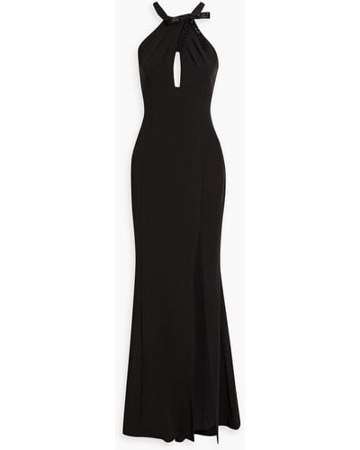Marchesa Cutout Bow-detailed Stretch-crepe Gown - Black