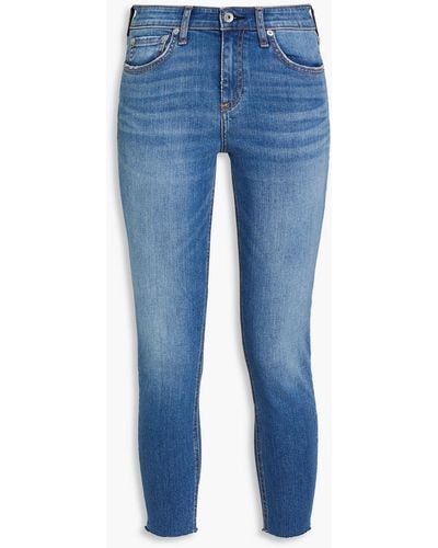 Rag & Bone Cate halbhohe cropped skinny jeans in distressed-optik - Blau