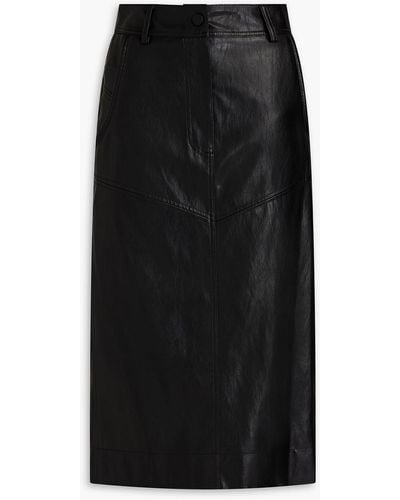 LVIR Faux Leather Midi Skirt - Black