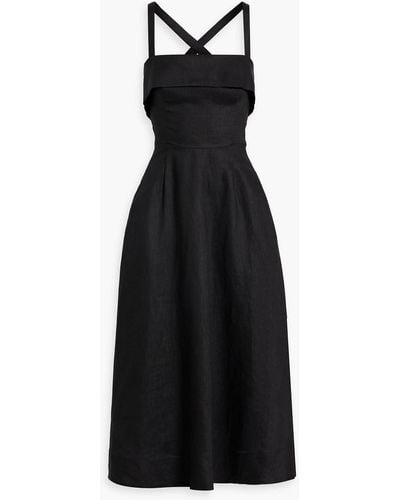 Nicholas Carmellia Linen Midi Dress - Black