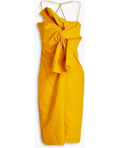 Bassike Knotted Cotton-poplin Dress - Yellow