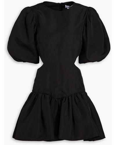 MSGM Cutout Gathered Shantung Mini Dress - Black