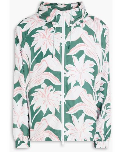 Maison Kitsuné Floral-print Shell Hooded Track Jacket - Green