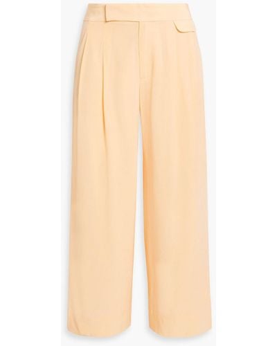 Equipment Saganne Cropped Pleated Washed-silk Wide-leg Pants - Natural