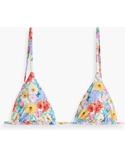 Onia Alexa Floral-print Triangle Bikini Top - White